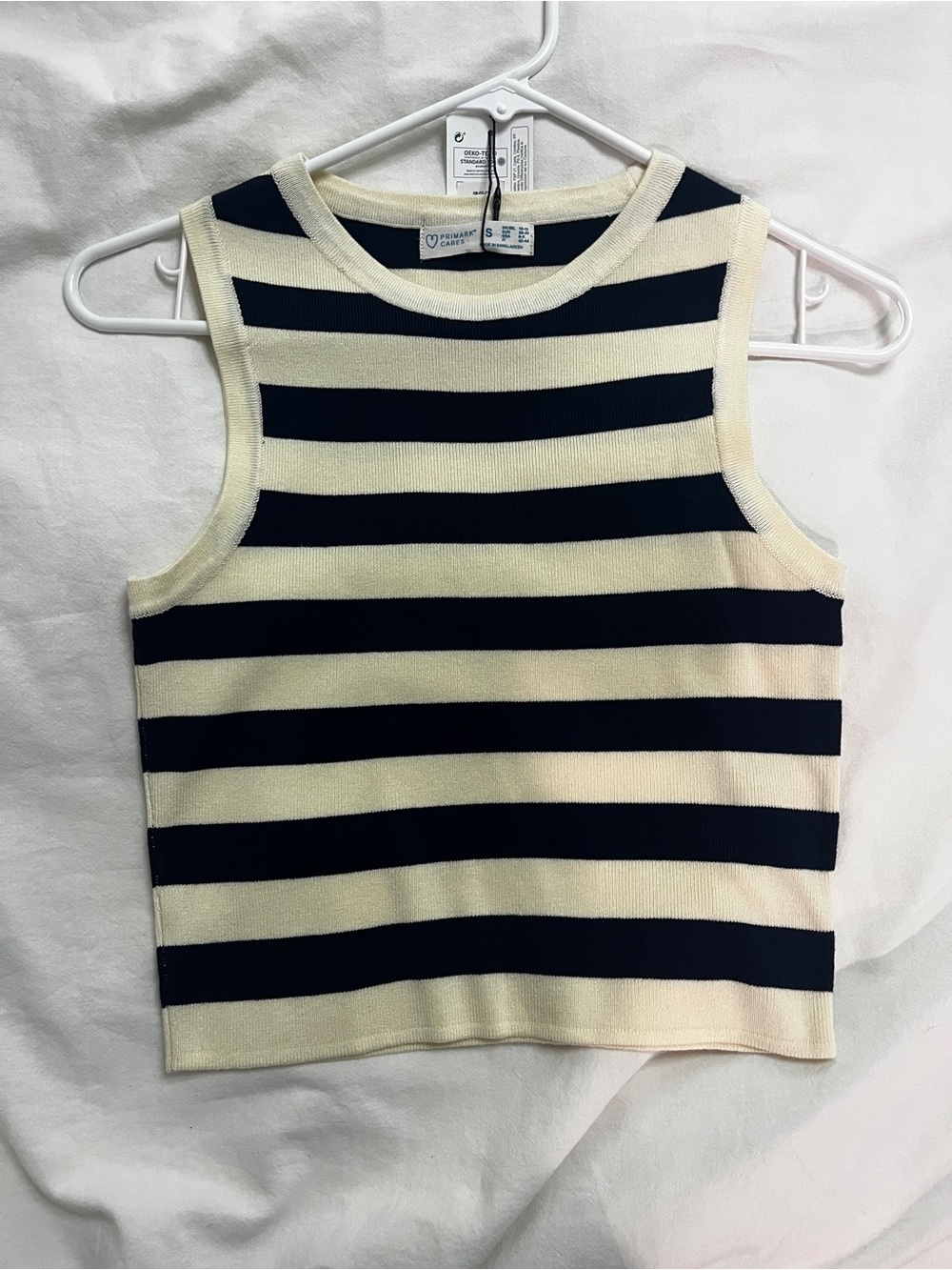 Primark Navy & Cream Striped Crop Tank